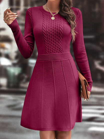 Vestido de Malha Canelado com Detalhe de Costura