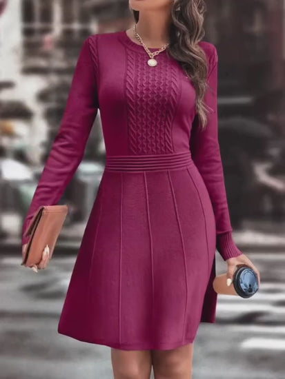 Vestido de Malha Canelado com Detalhe de Costura