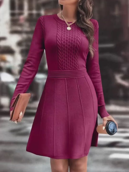 Vestido de Malha Canelado com Detalhe de Costura